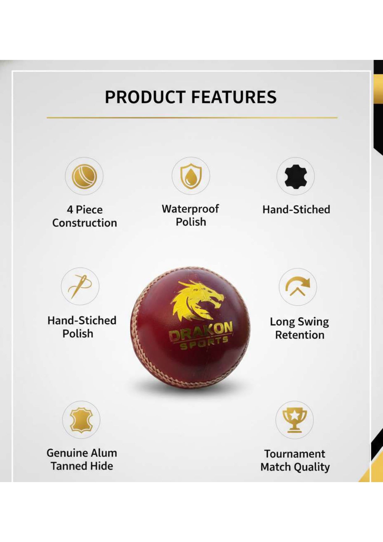 Tournament, Grade A, Water Proofed, Hand Crafted, Genuine Alum Hide, ICC Approved Pack Of 6