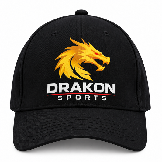 Drakon Sports Signature Logo Cricket Cap – Black | Adjustable
