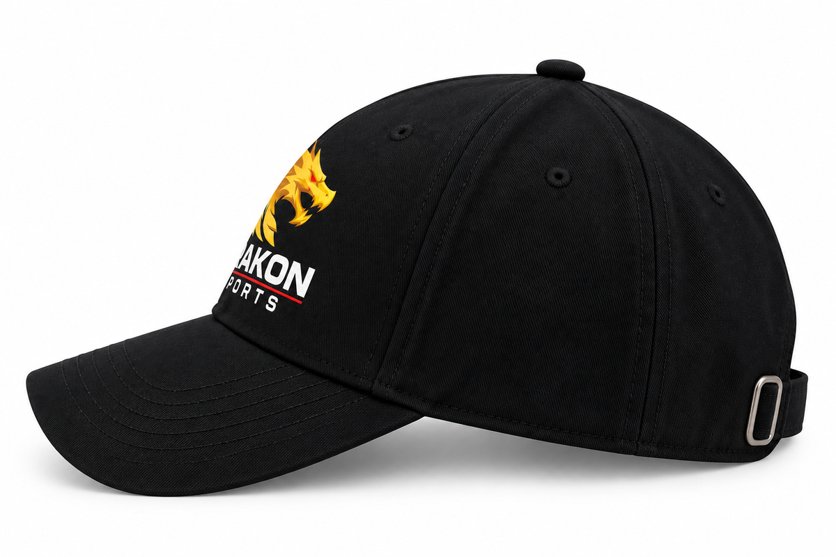 Drakon Sports Signature Logo Cricket Cap – Black | Adjustable