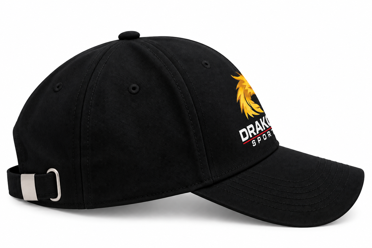 Drakon Sports Signature Logo Cricket Cap – Black | Adjustable
