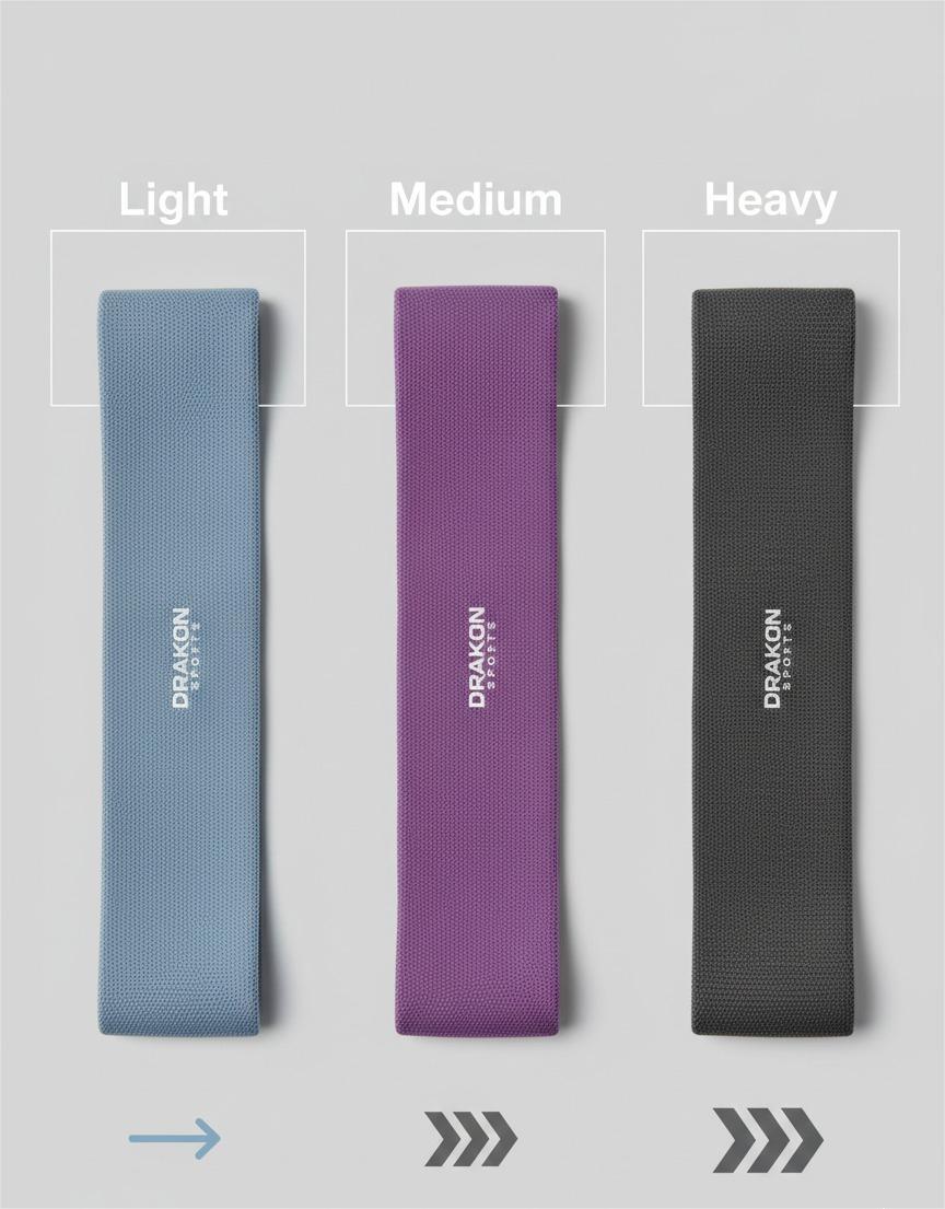 Drakon Sports Fabric Resistance Band - Loop Hip Band for Women & Men for Hip, Legs, Stretching, Toning Workout. Mini Loop Booty Bands for Glutes, Squats Exercise Usable in-Home & Gym. (Purple (Heavy), Pink (Medium), Green (Light) ))