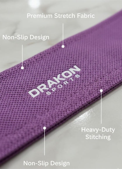 Drakon Sports Fabric Resistance Band - Loop Hip Band for Women & Men for Hip, Legs, Stretching, Toning Workout. Mini Loop Booty Bands for Glutes, Squats Exercise Usable in-Home & Gym. (Purple (Heavy), Pink (Medium), Green (Light) ))