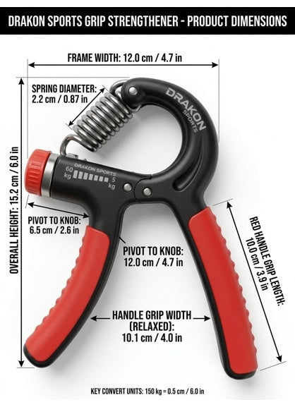 Drakon Sports Adjustable Hand Gripper with Rep Counter (5kg - 60kg) | Professional Power Gripper & Finger Exerciser for Men & Women | Forearm & Grip Strength Trainer (Black)